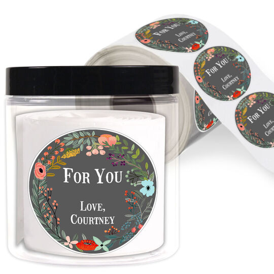 Charcoal Vine Wreath Gift Stickers in a Jar
